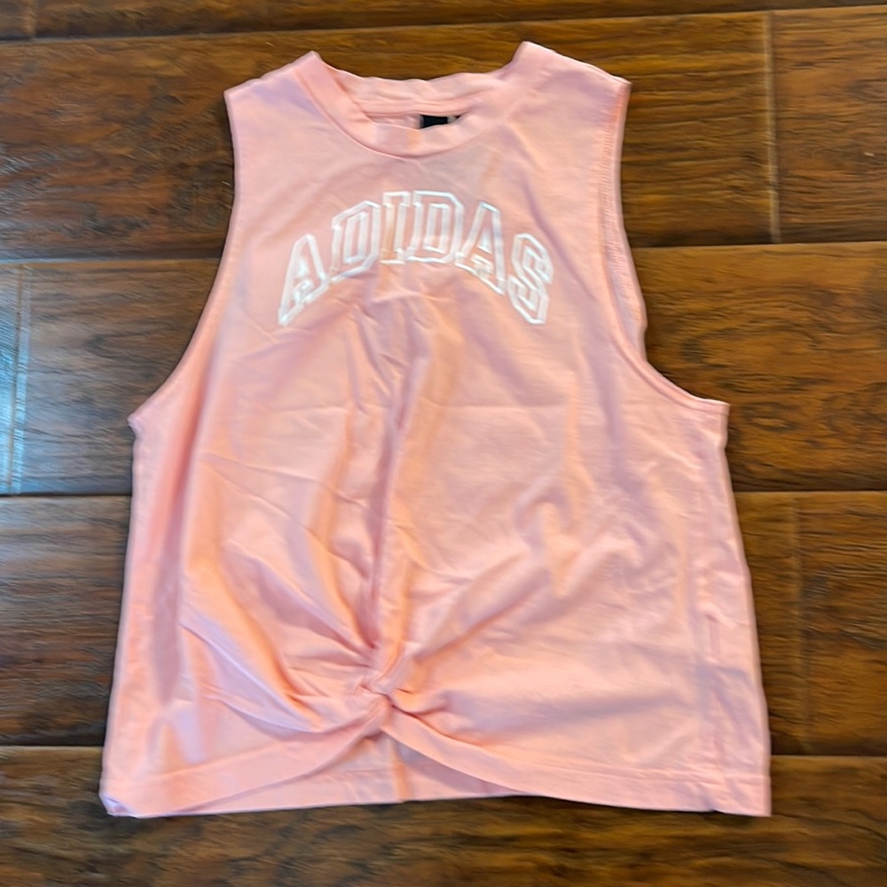Medium pink twist hem Adidas tank nwot